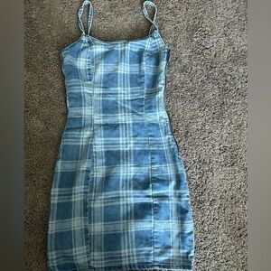 Blue Plaid Sleeveless Dress